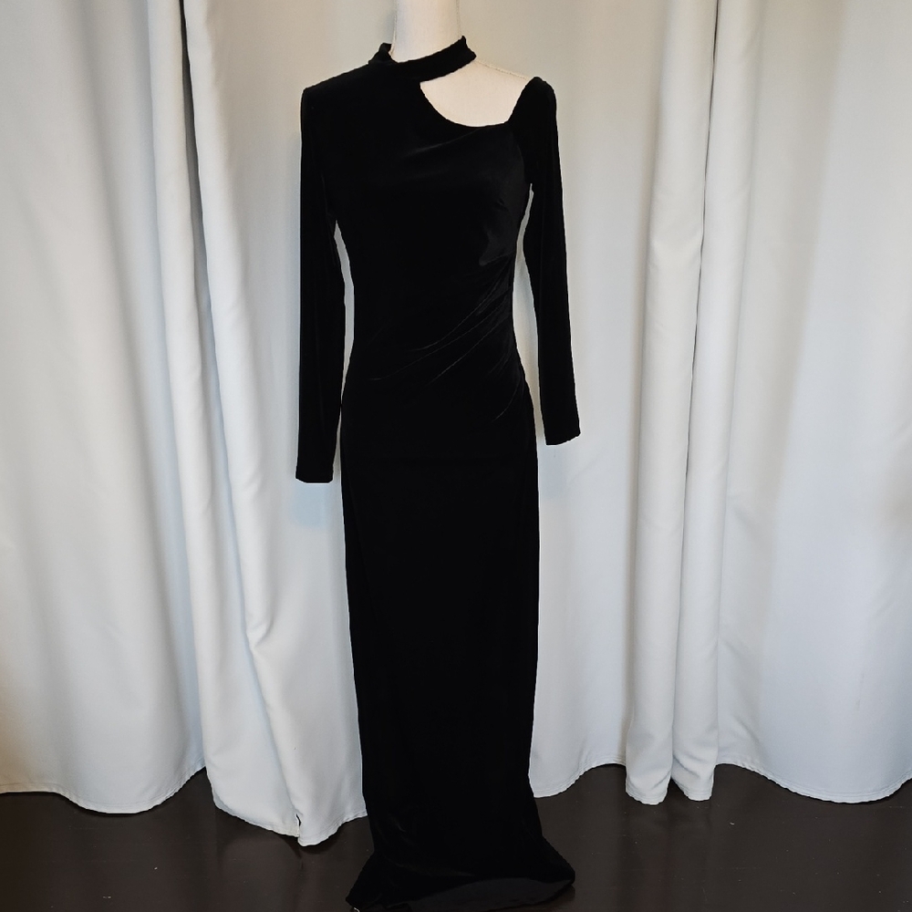 Xscape Black Long Sleeve Gown